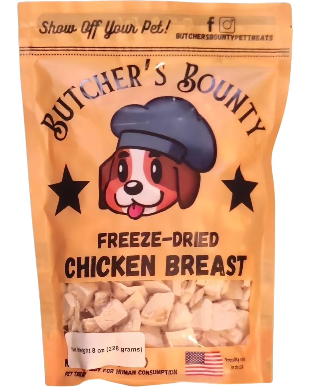 Freeze-dried chicken breast pet treats – single-ingredient dog & cat treat from Butcher’s Bounty