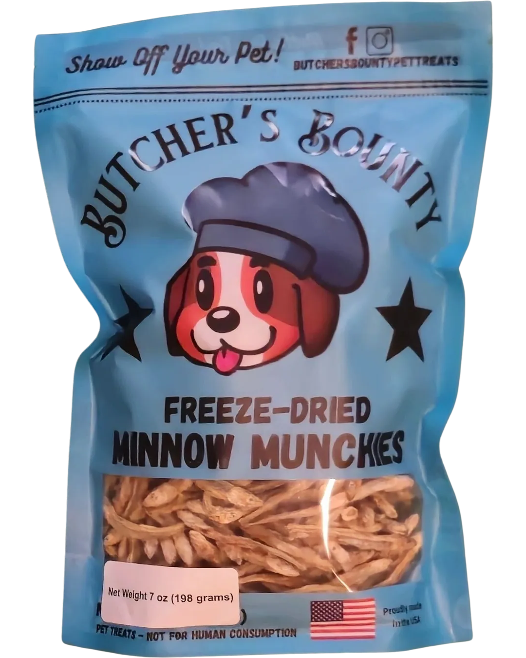Whole freeze-dried minnows – single-ingredient fish treats for pets from Butcher’s Bounty