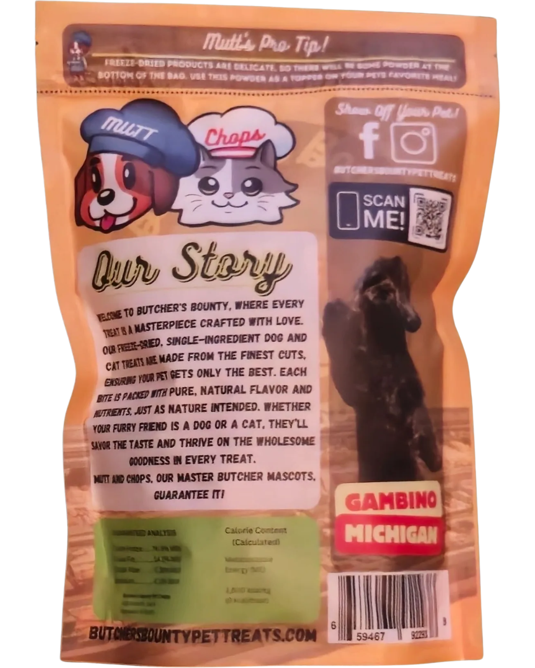 Turkey heart ingredient label and guaranteed analysis – nothing added
