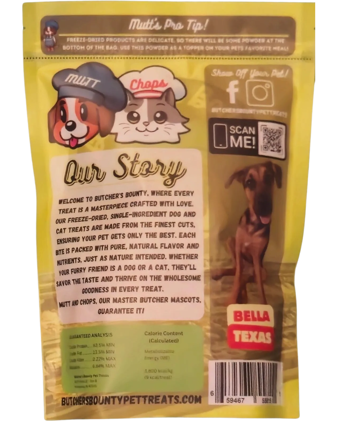 Beef liver treat nutrition label and ingredients – freeze-dried with no preservatives