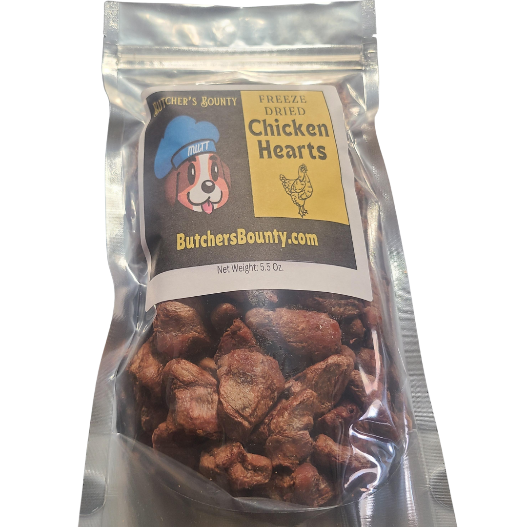 Freeze-dried chicken heart pet treats in resealable bag – healthy dog and cat snack